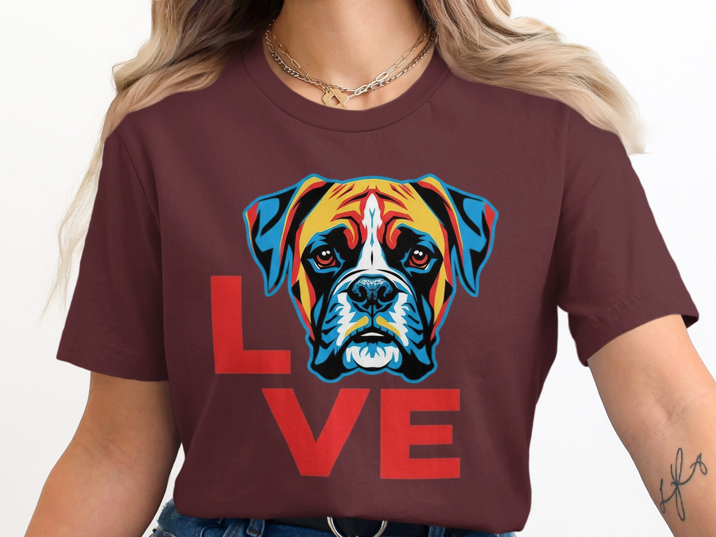 Colorful Boxer Dog LVE Graphic Shirt product type