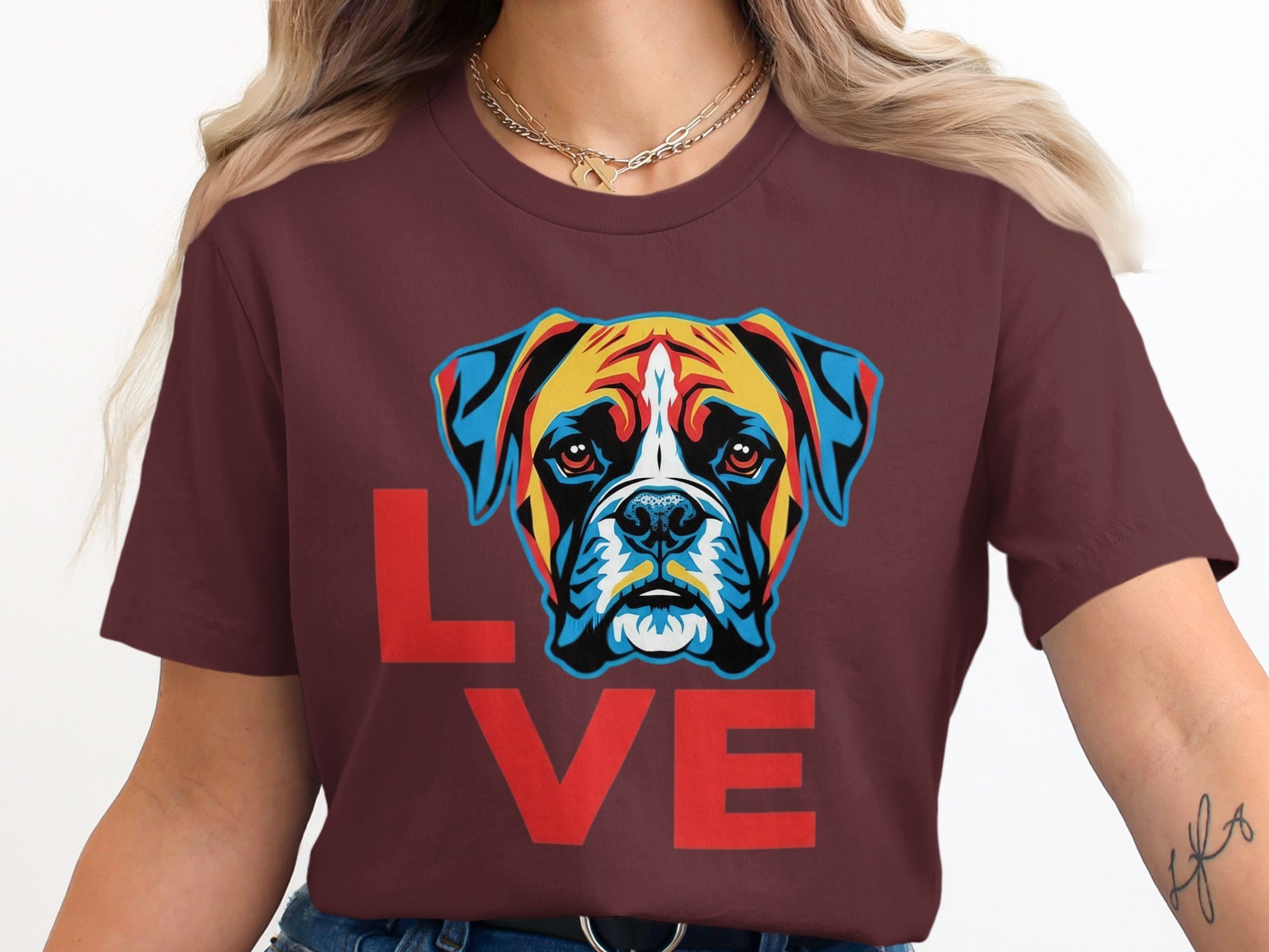 Colorful Boxer Dog LVE Graphic Shirt product type