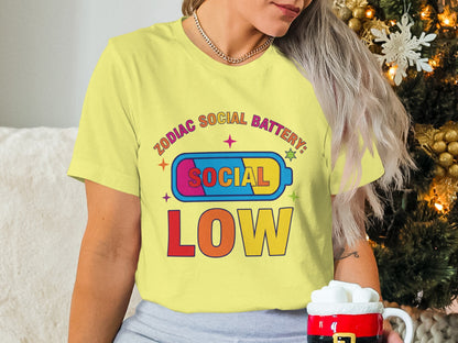 Zodiac Social Battery Low Graphic Tee