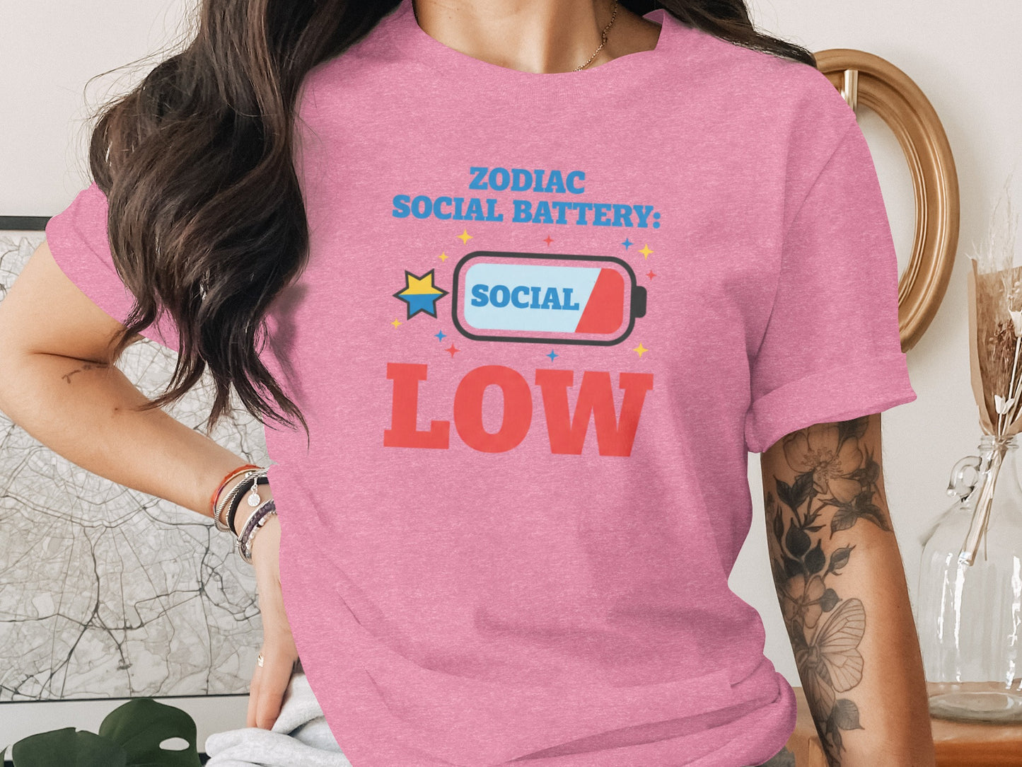 Zodiac Social Battery Social Low T-shirt