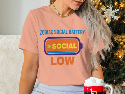 Zodiac Social Battery Low Graphic Tee Product