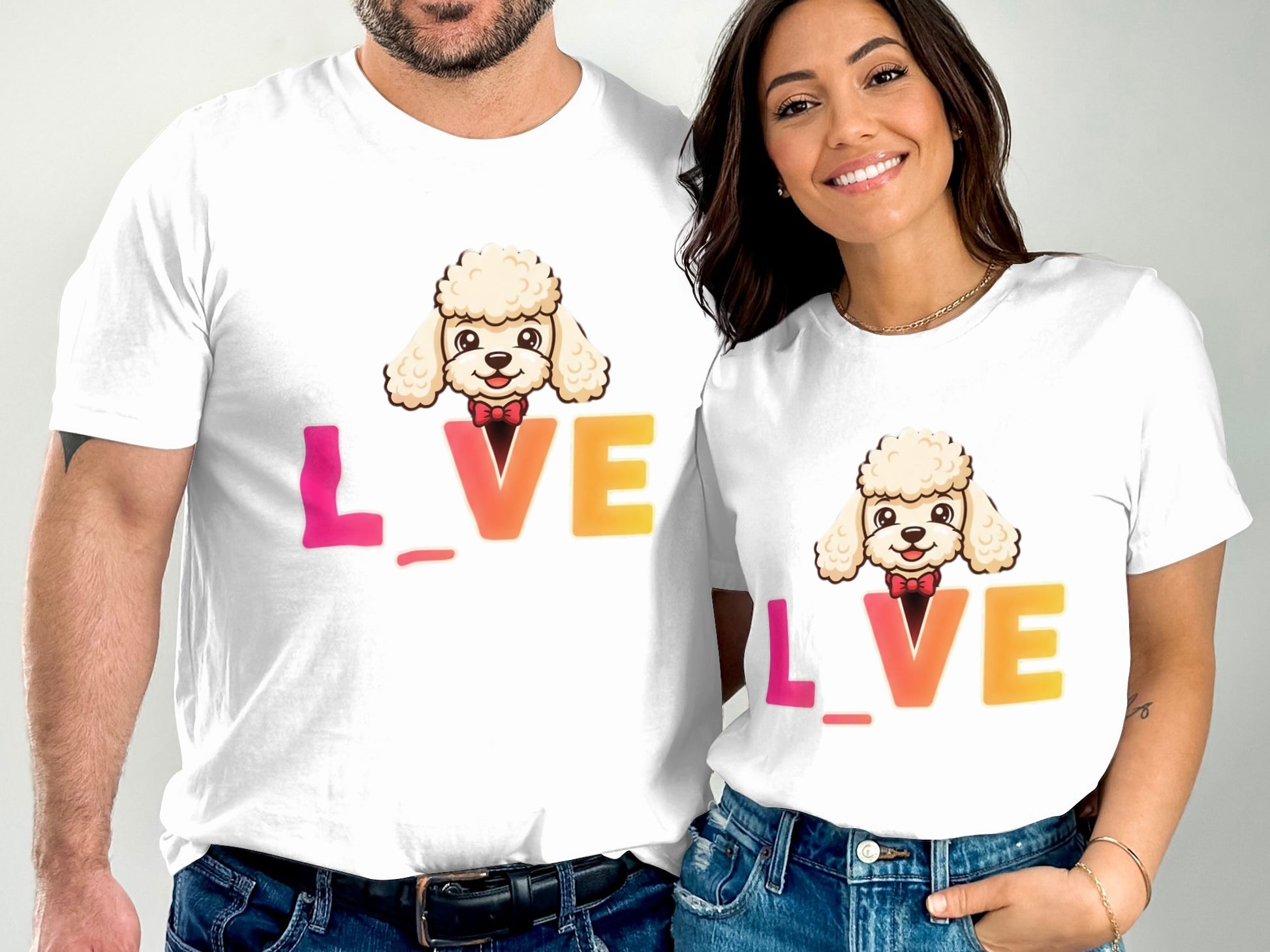Love Cute Dog Print Graphic Couple T-shirt product type