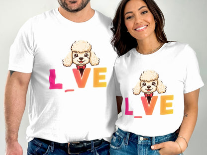 Love Cute Dog Print Graphic Couple T-shirt product type