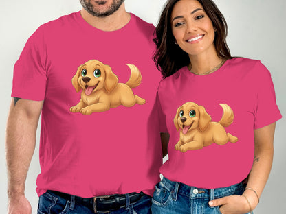Cute Cartoon Dog Graphic Matching Couple Shirts