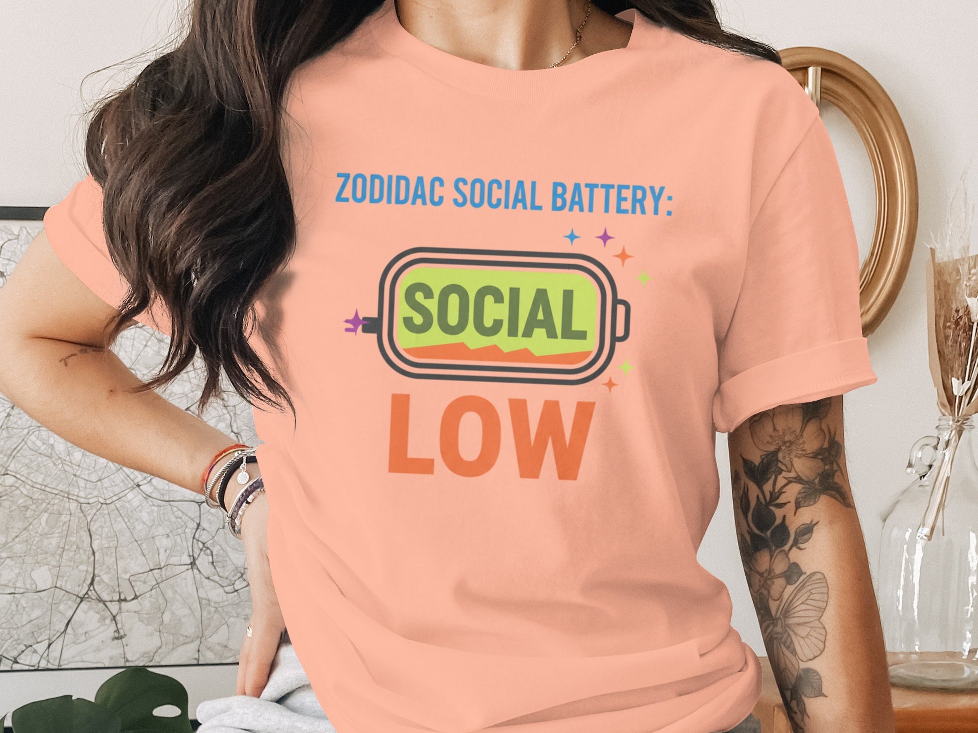 Zodidac Social Battery Social Low Graphic Tee