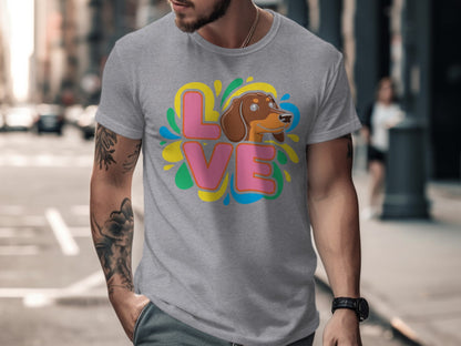 Colorful Love Dog Graphic Men's T-Shirt product type
