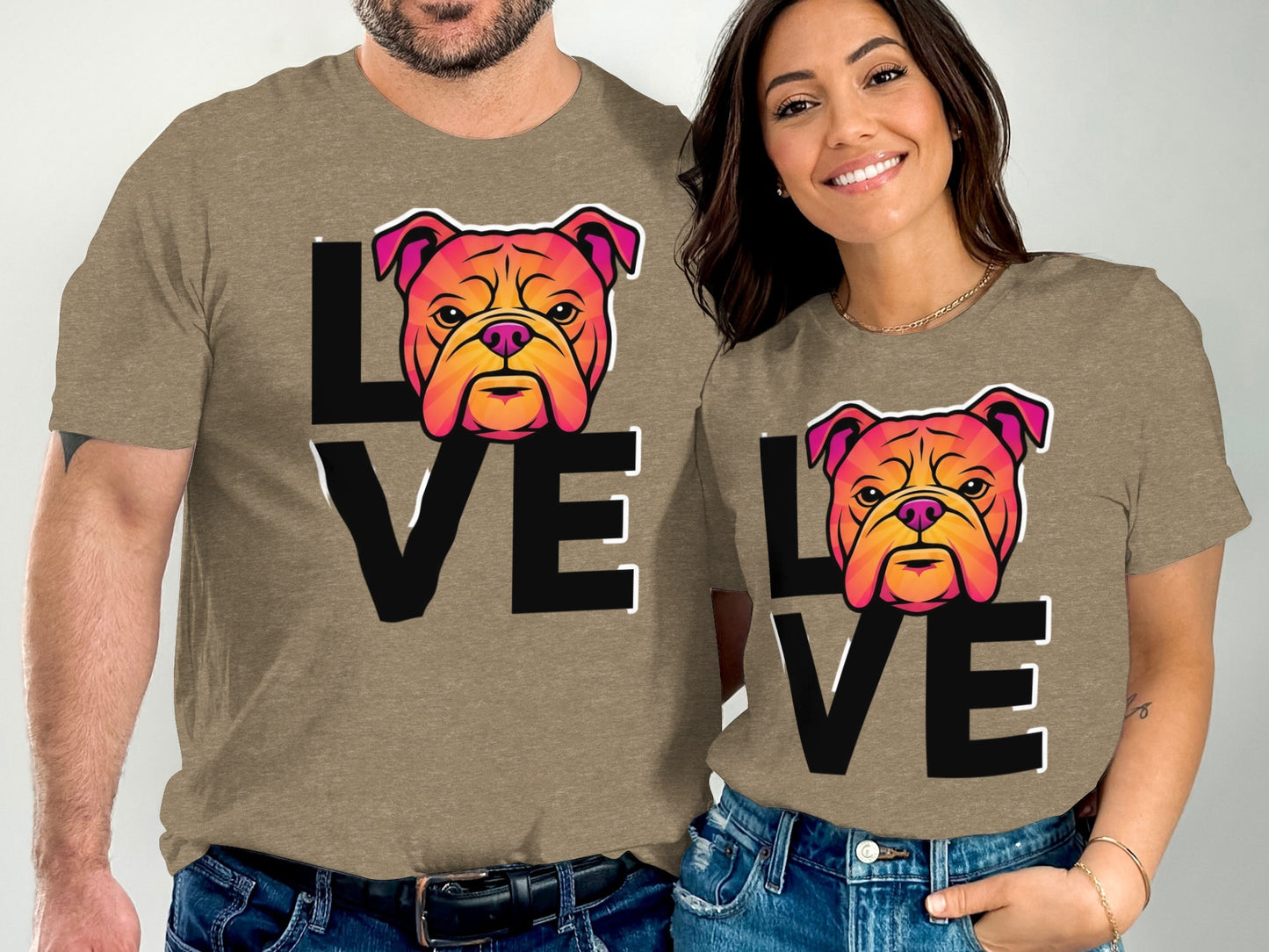 Love Bulldog Graphic Tee for Couples Matching product type
