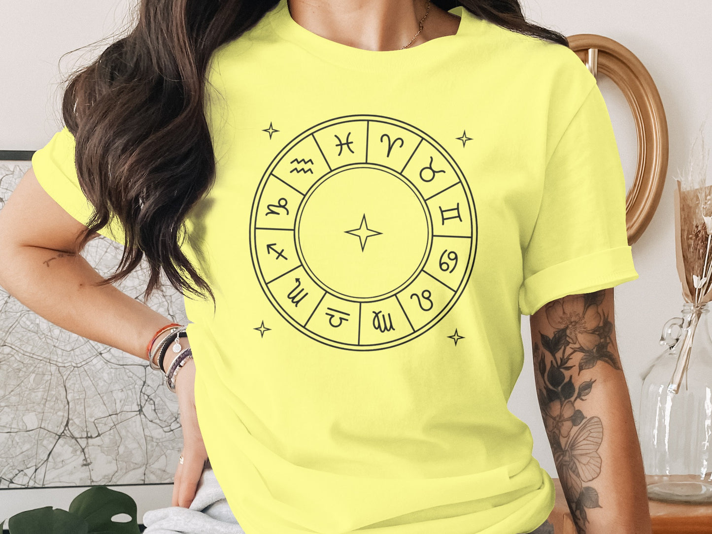 Zodiac Symbols Circle Graphic T-Shirt for Astrological Lovers