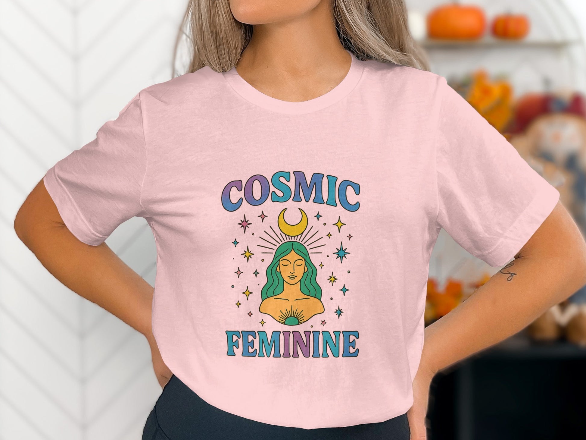 Cosmic Feminine Design Pink Graphic Tee product type