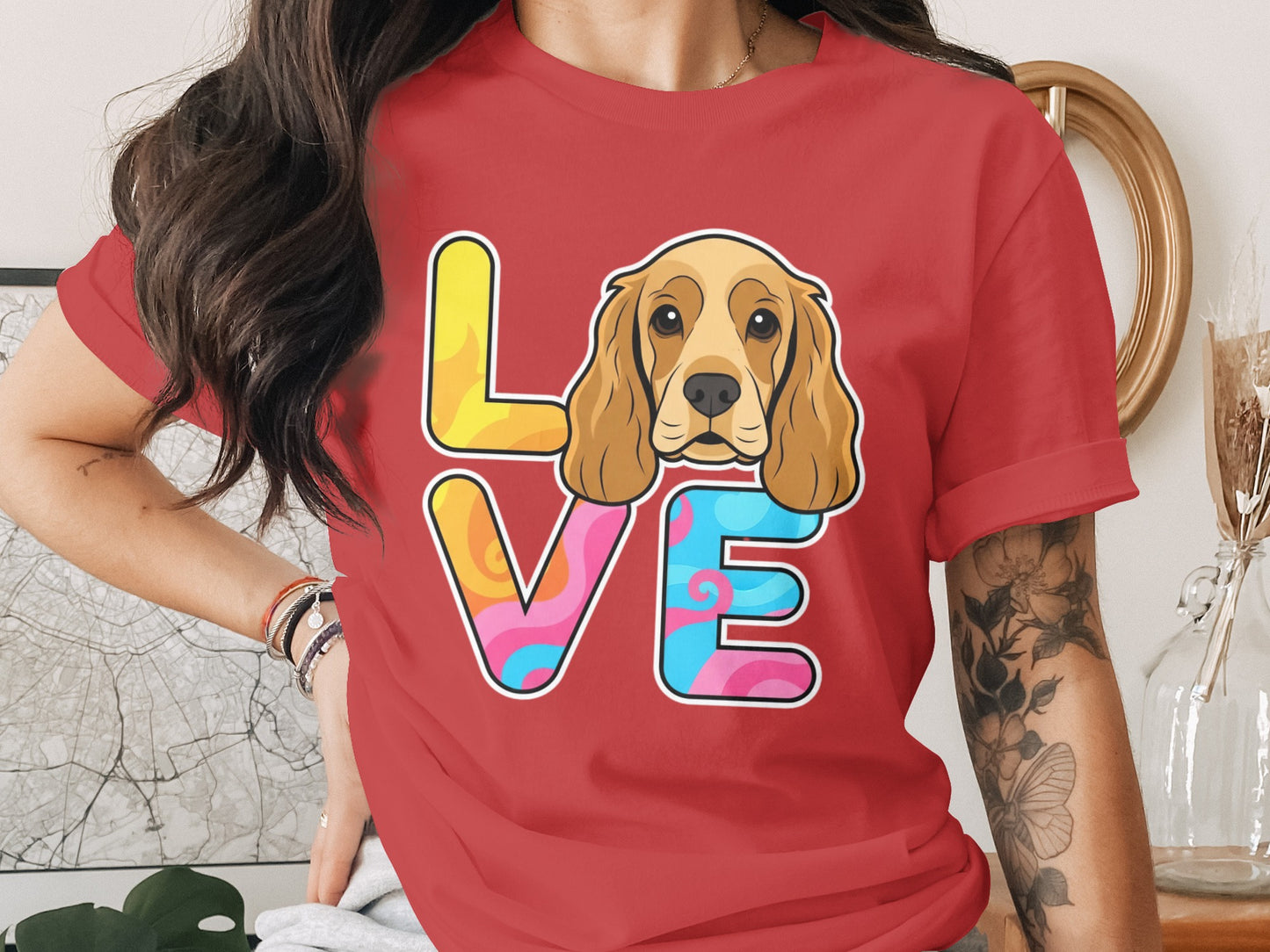 Adorable Dog Love Graphic Red Shirt product