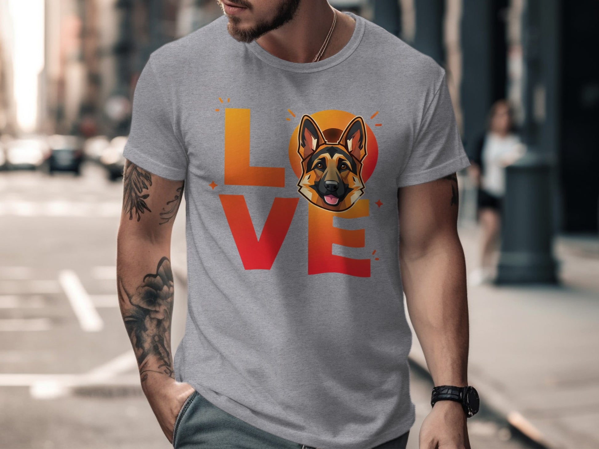 German Shepherd Love Print Graphic T-shirt Product
