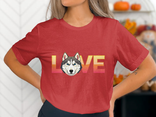 Love Husky Graphic Red T-Shirt Casual Wear product