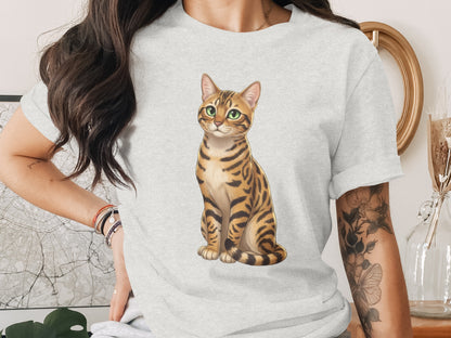 Adorable Cartoon Tiger Cat Print T-Shirt for Cat Lovers