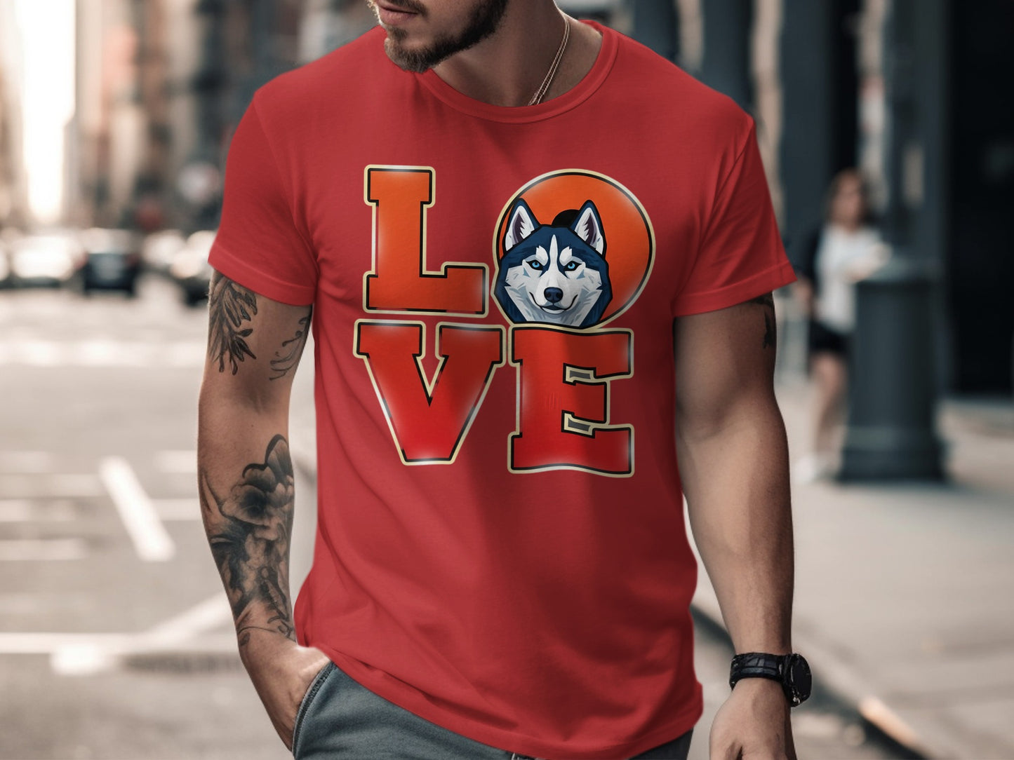 Love Husky Dog Graphic Red T-Shirt product type
