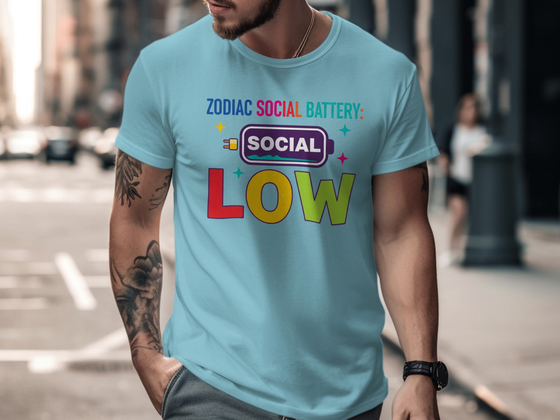 Zodiac Social Battery Funny Graphic T-Shirt Product