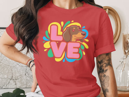 Colorful Love Dachshund Graphic Tee Shirt product type