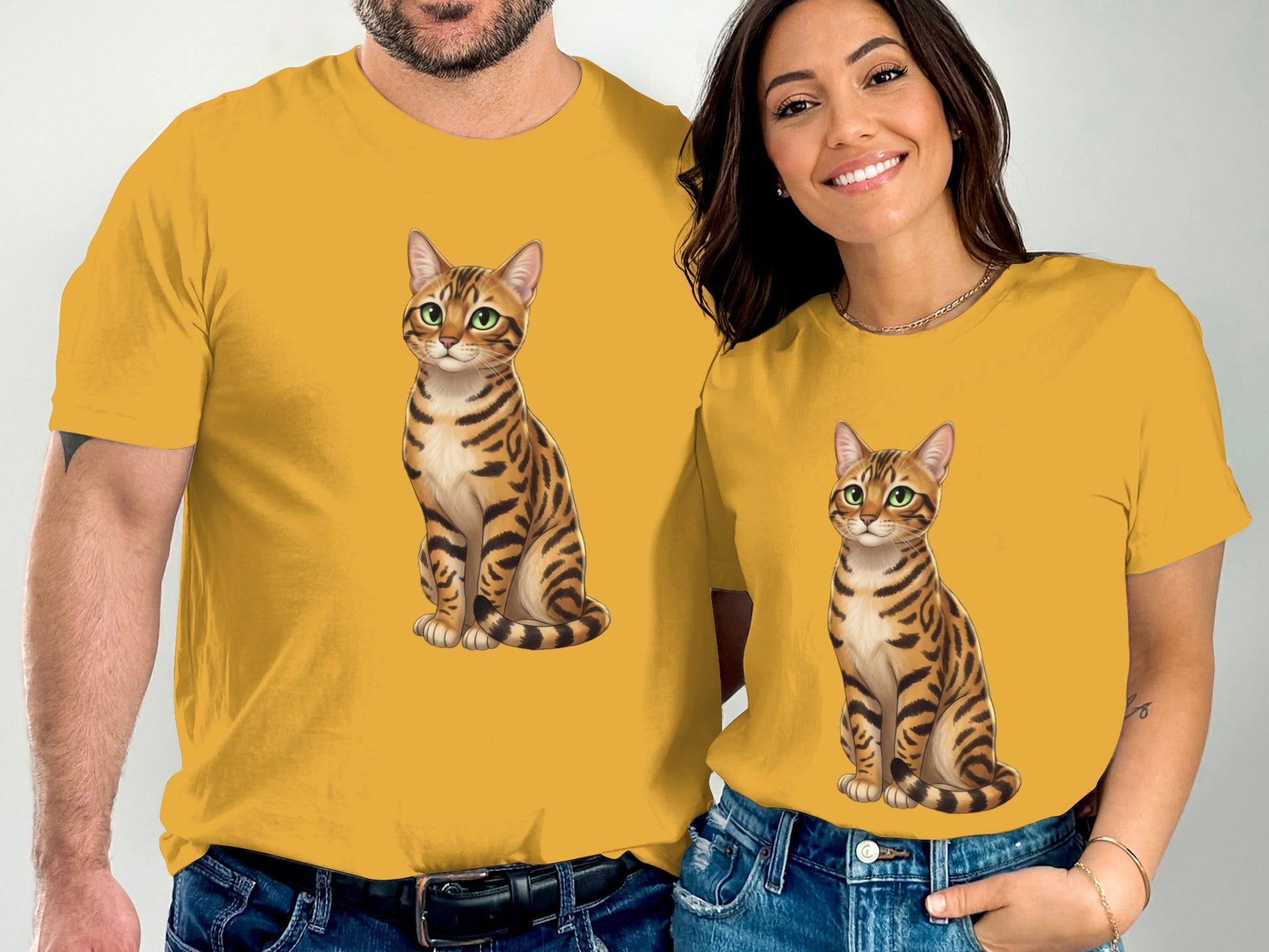 Cute Cat Couple Matching Graphic T-shirt Set