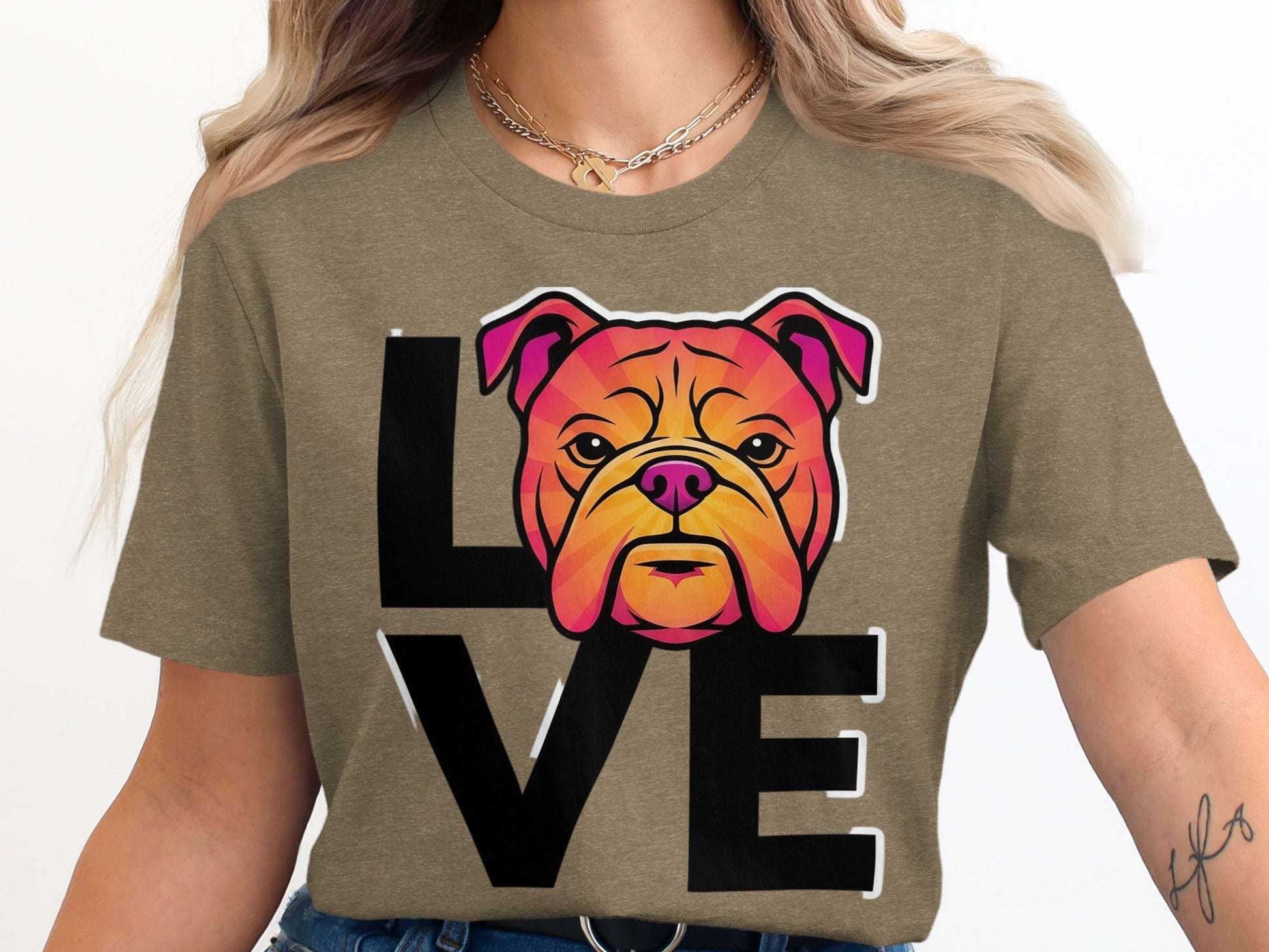 Colorful Bulldog Love Graphic T-shirt product