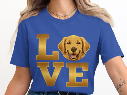 Golden Retriever Love Print Blue T-Shirt product type