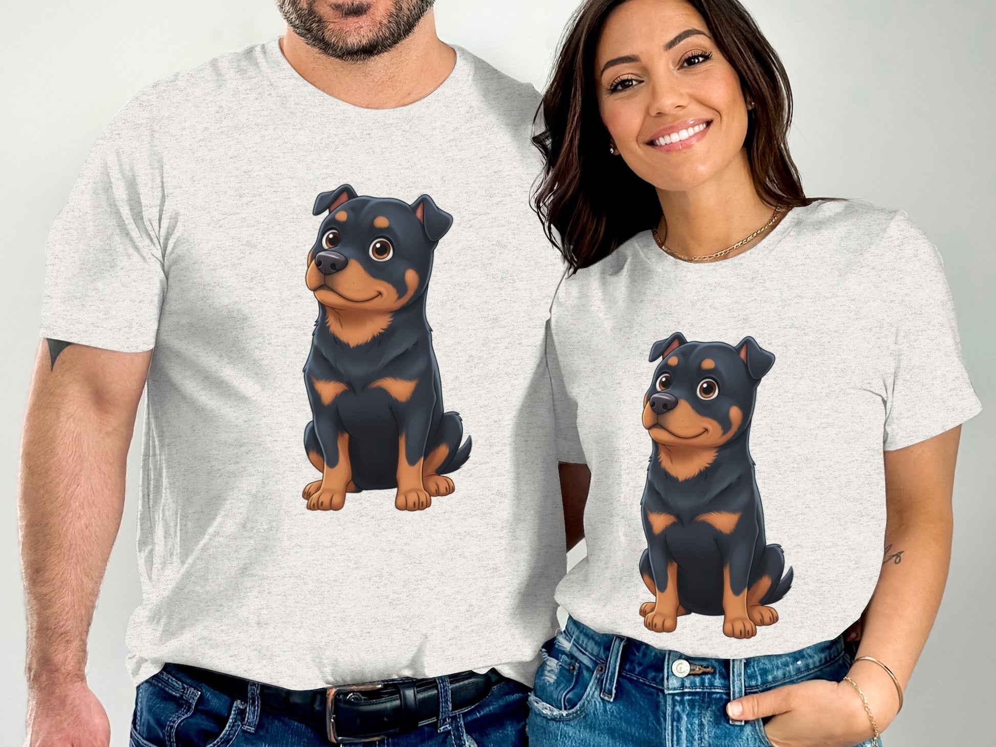Adorable Cartoon Dog Print Matching T-Shirts