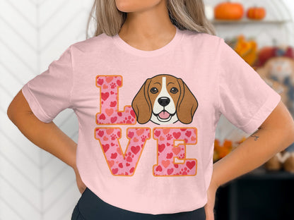 Cute Beagle Love Graphic Pink Style T-shirt product type