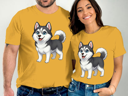 Cute Husky Dog Graphic Family Matching T-shirt Set