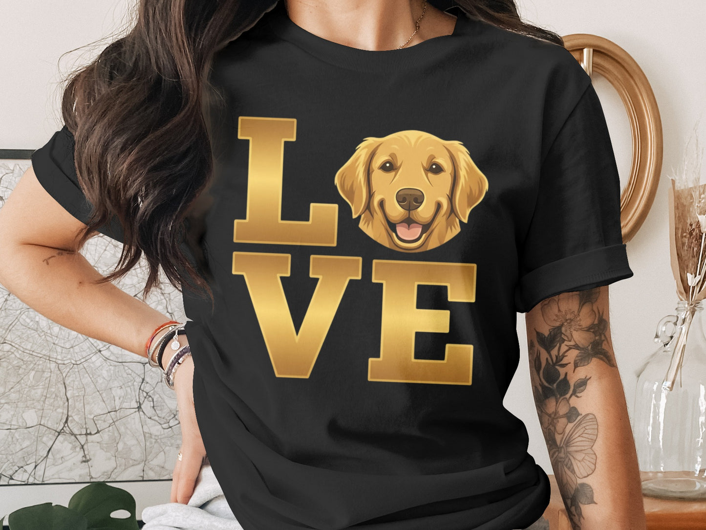 Golden Retriever Love Graphic Dog Lover Themed T-Shirts