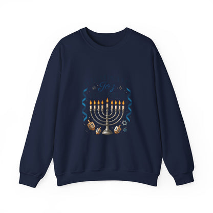 Hanukkah Sweatshirt - "Illuminate Joy Together" Menorah & Dreidel Holiday Crewneck