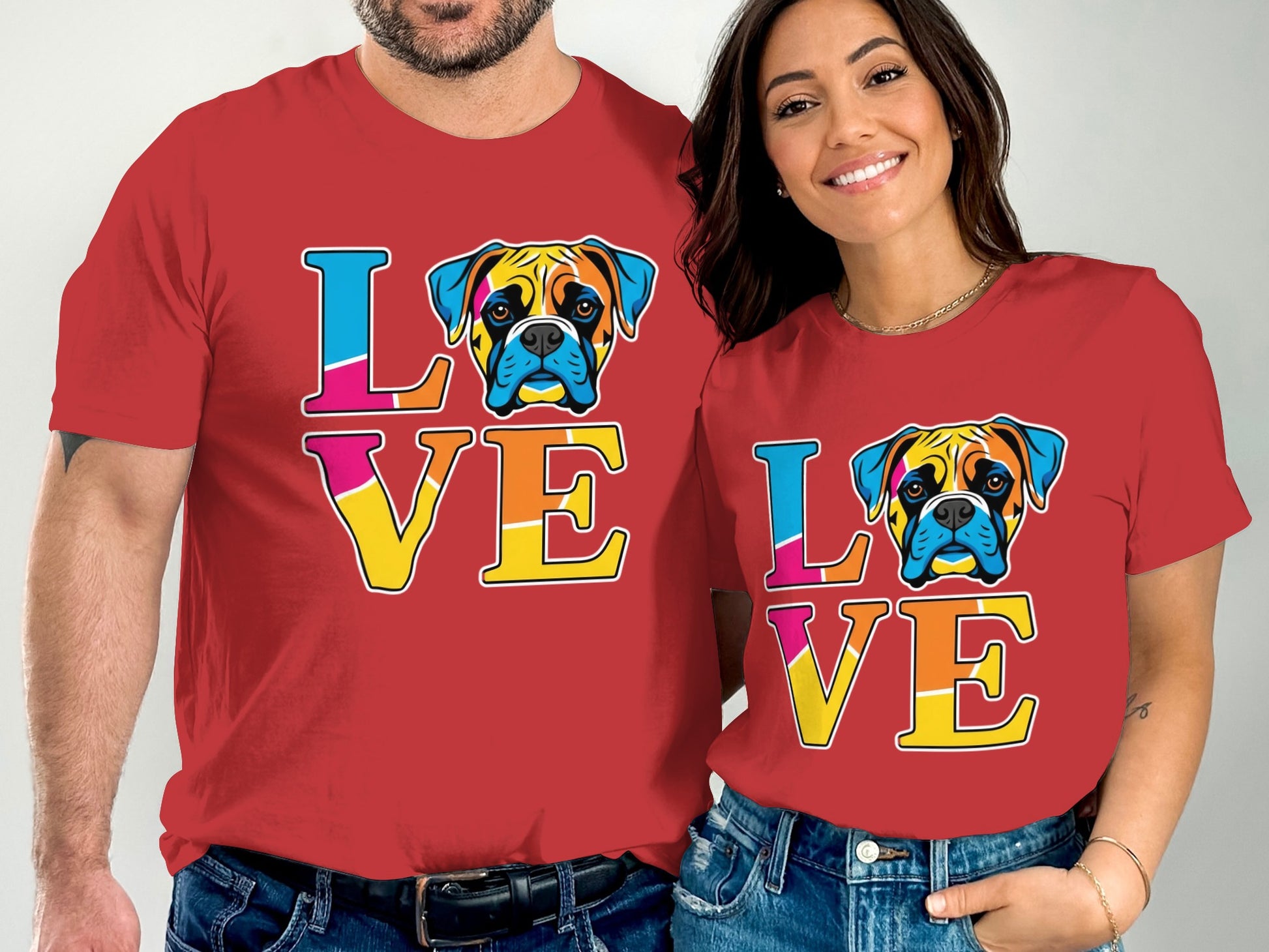 Bright Love Design Matching Couple T-Shirt product