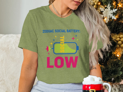 Zodiac Social Battery Low Graphic Tee