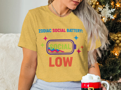 Zodiac Social Battery Social Low Graphic Tee