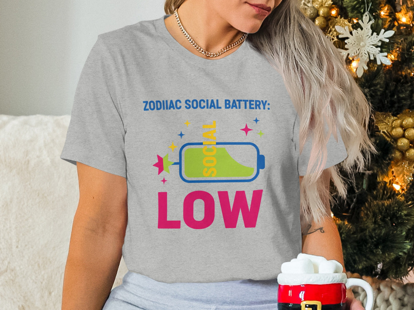 Zodiac Social Battery Low Fun Graphic Tee