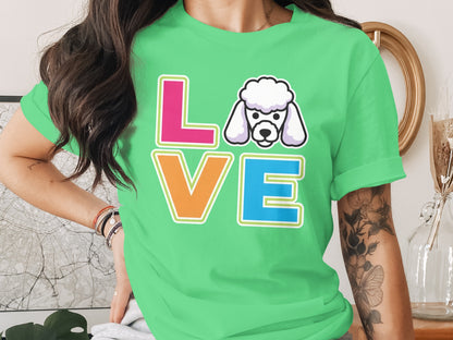 Love Poodle Graphic Tee Colorful Letters Product