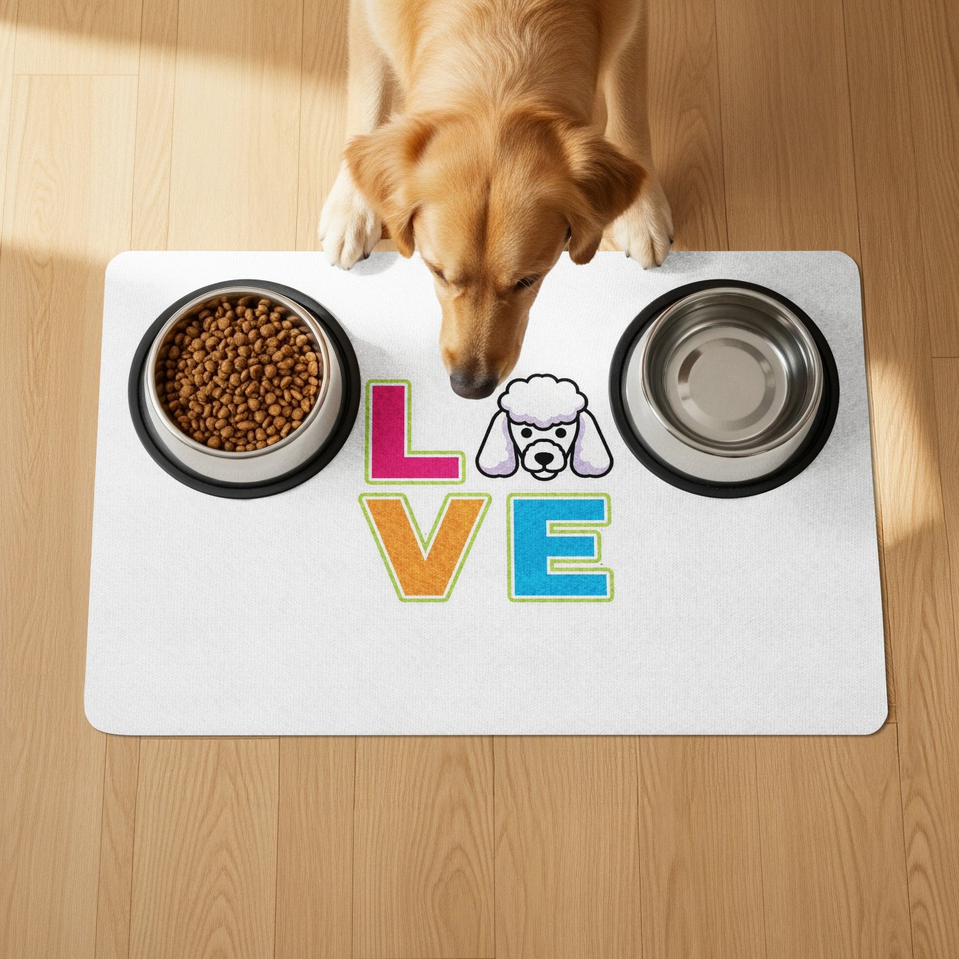 Colorful LOVE Dog Food Mat with Poodle Design product