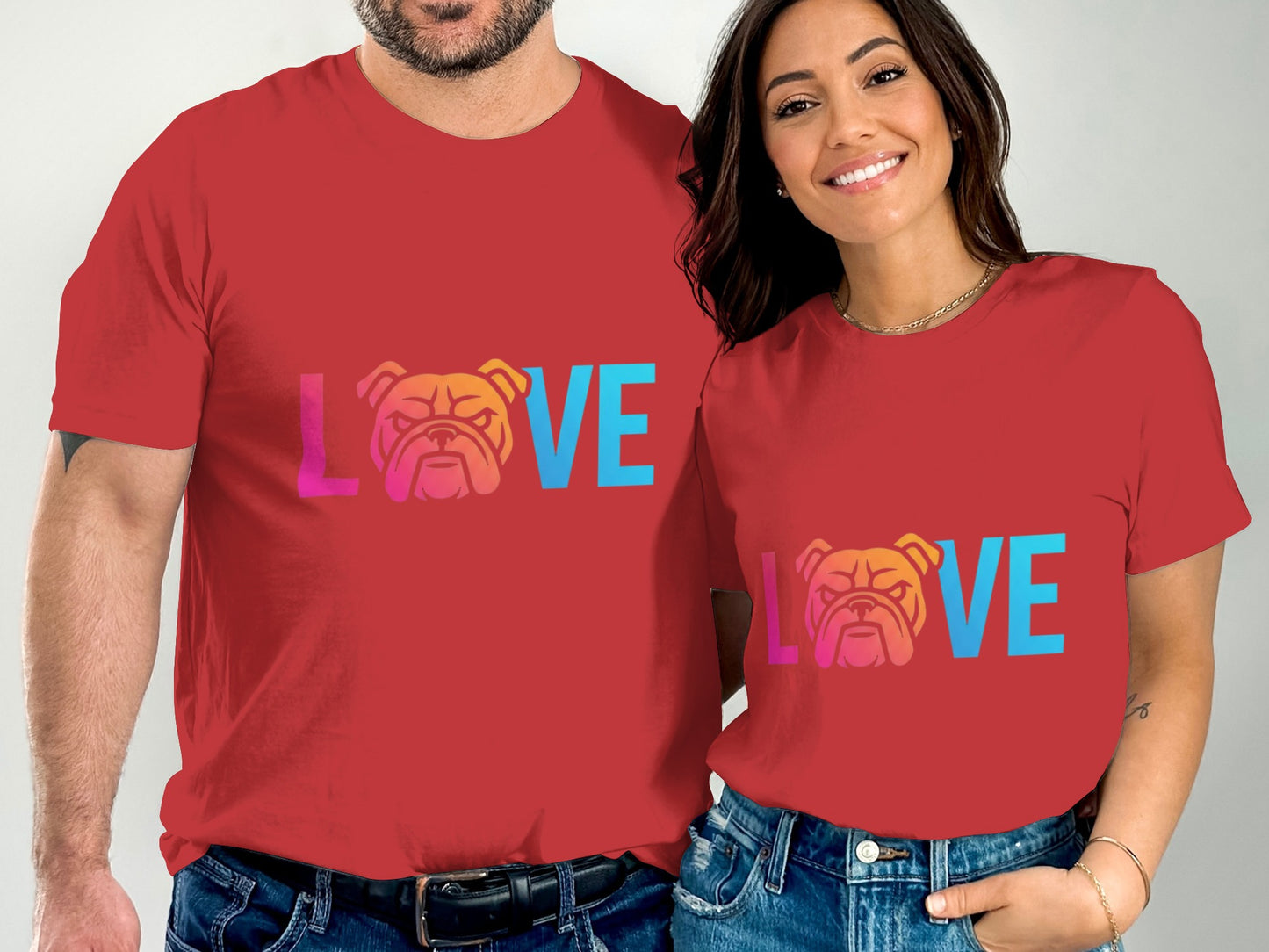 Colorful Love Bulldog Graphic T-Shirt product