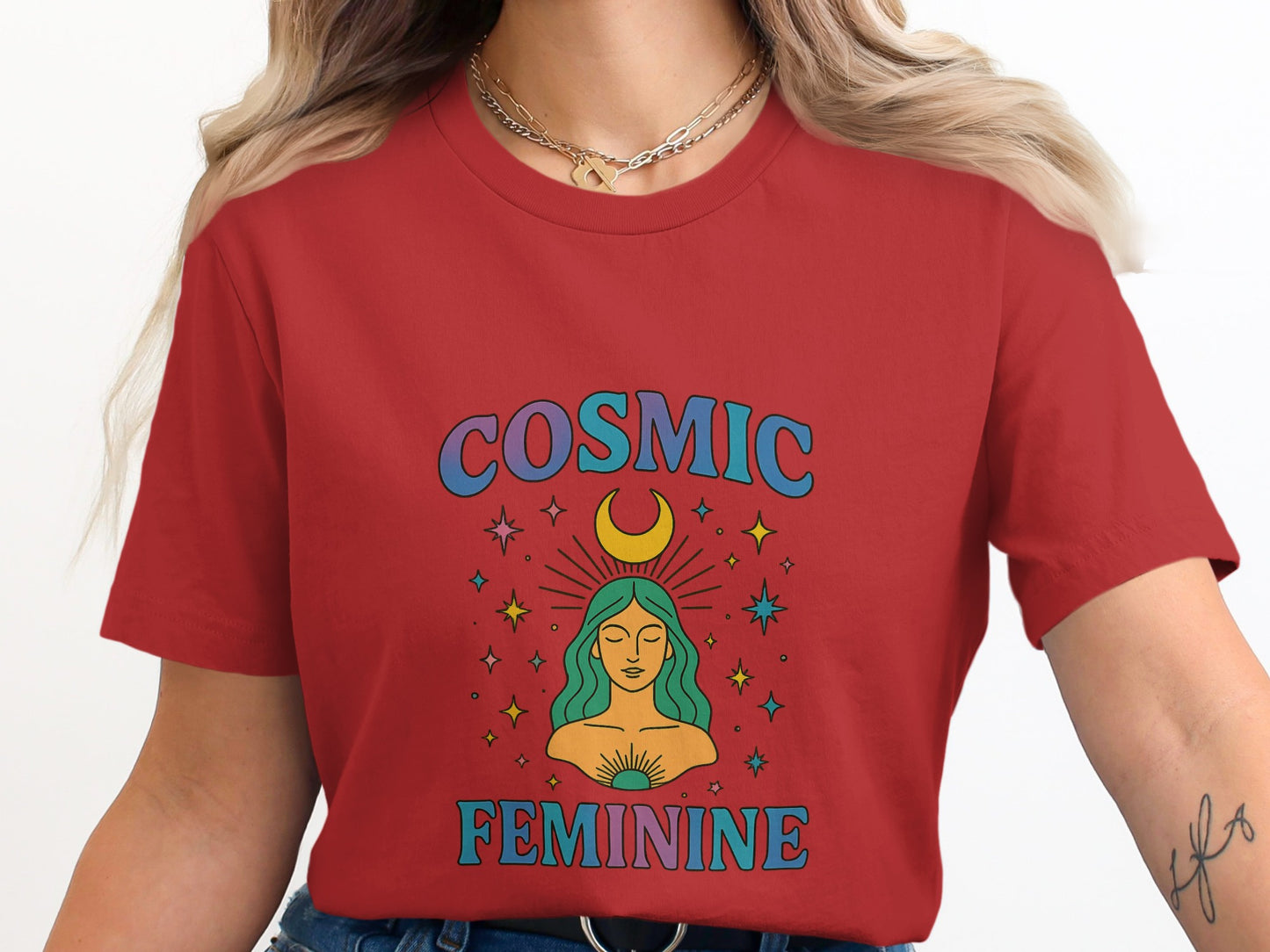 Cosmic Feminine Graphic T-Shirt design product type