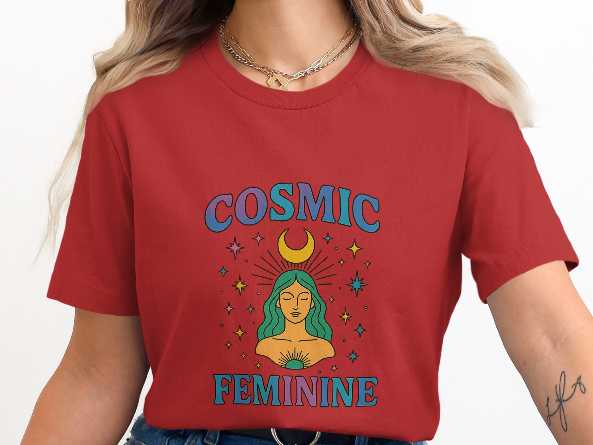 Cosmic Feminine Graphic T-Shirt design product type