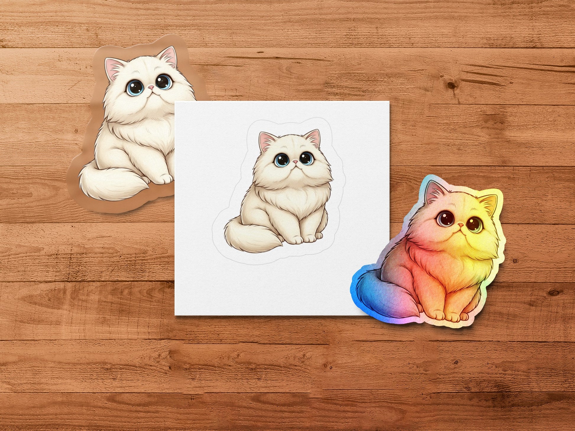 Colorful Cat Stickers, Cute Kitten Decals, Rainbow Cat, Pet Lover Gifts, Waterproof Vinyl, Laptop and Phone Decoration