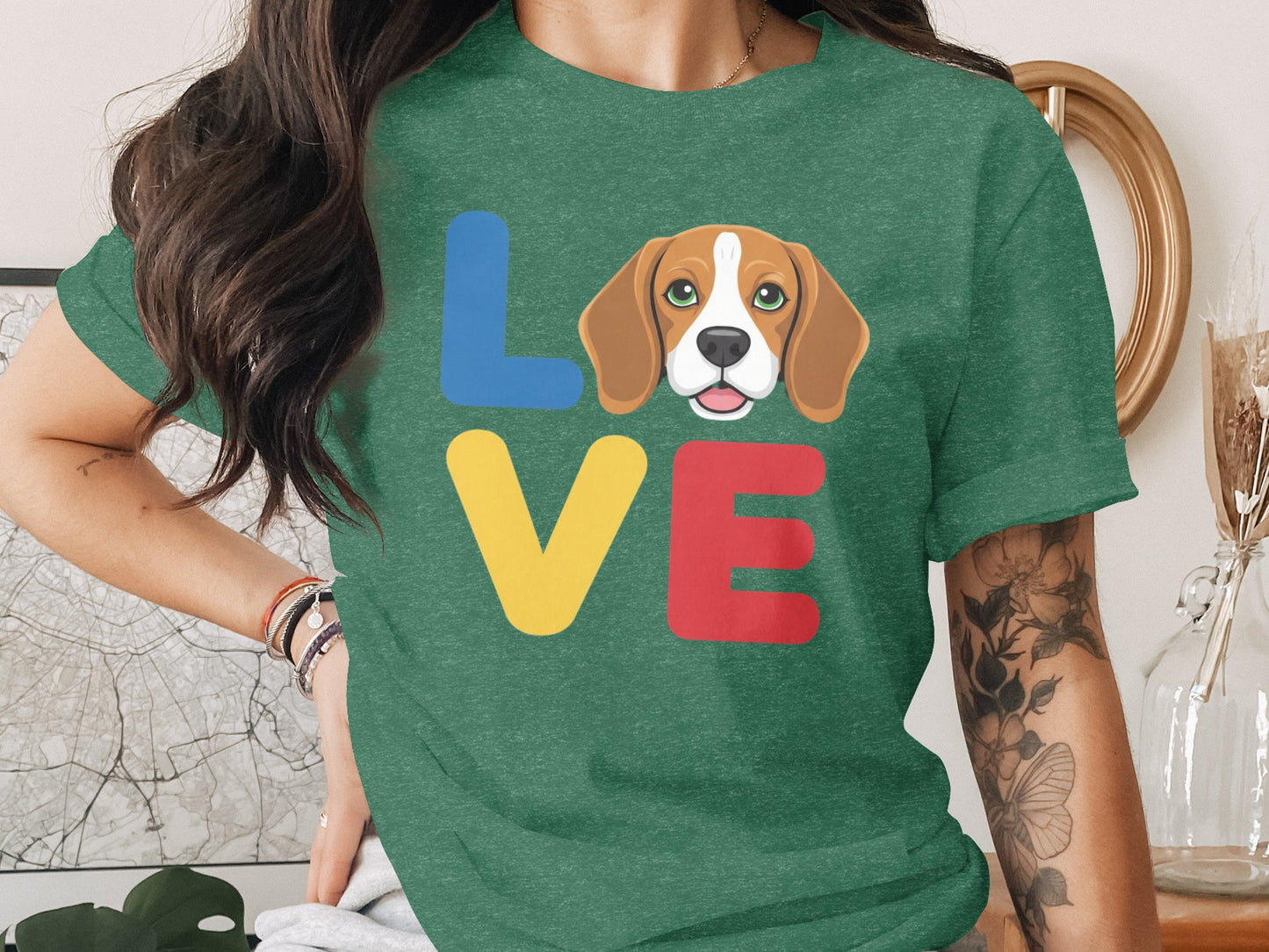 Colorful Love Beagle Dog Graphic Design T-shirt product