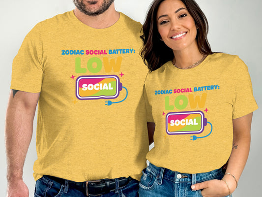 Zodiac Social Battery Low Graphic Tee