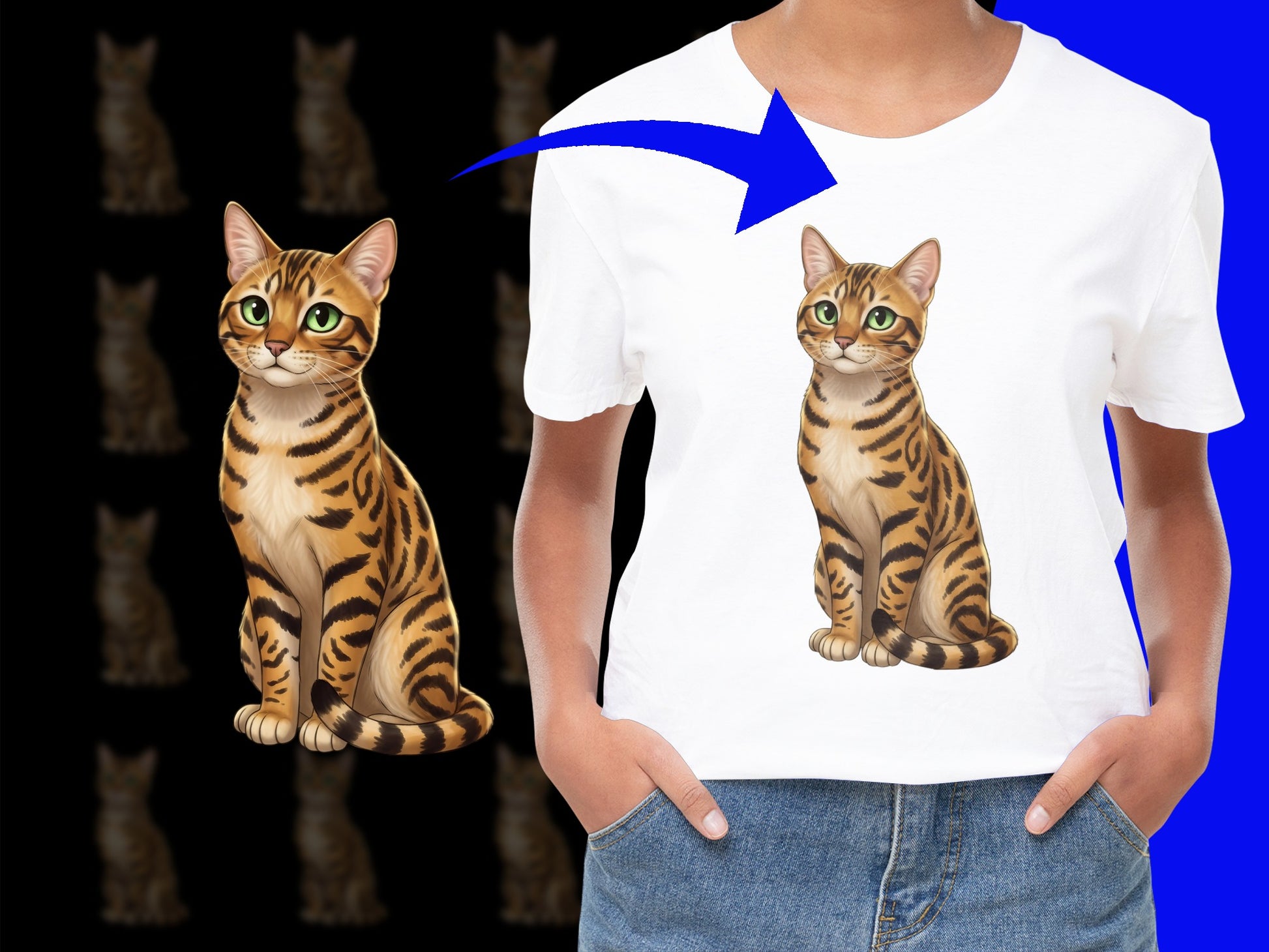 Bengal Cat Graphic T-Shirt, Cute Feline Print, Casual Animal Tee, Unisex Cat Lover Top