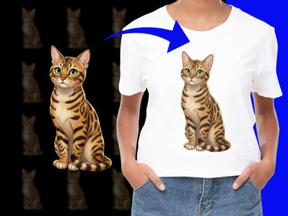 Bengal Cat Graphic T-Shirt, Cute Feline Print, Casual Animal Tee, Unisex Cat Lover Top