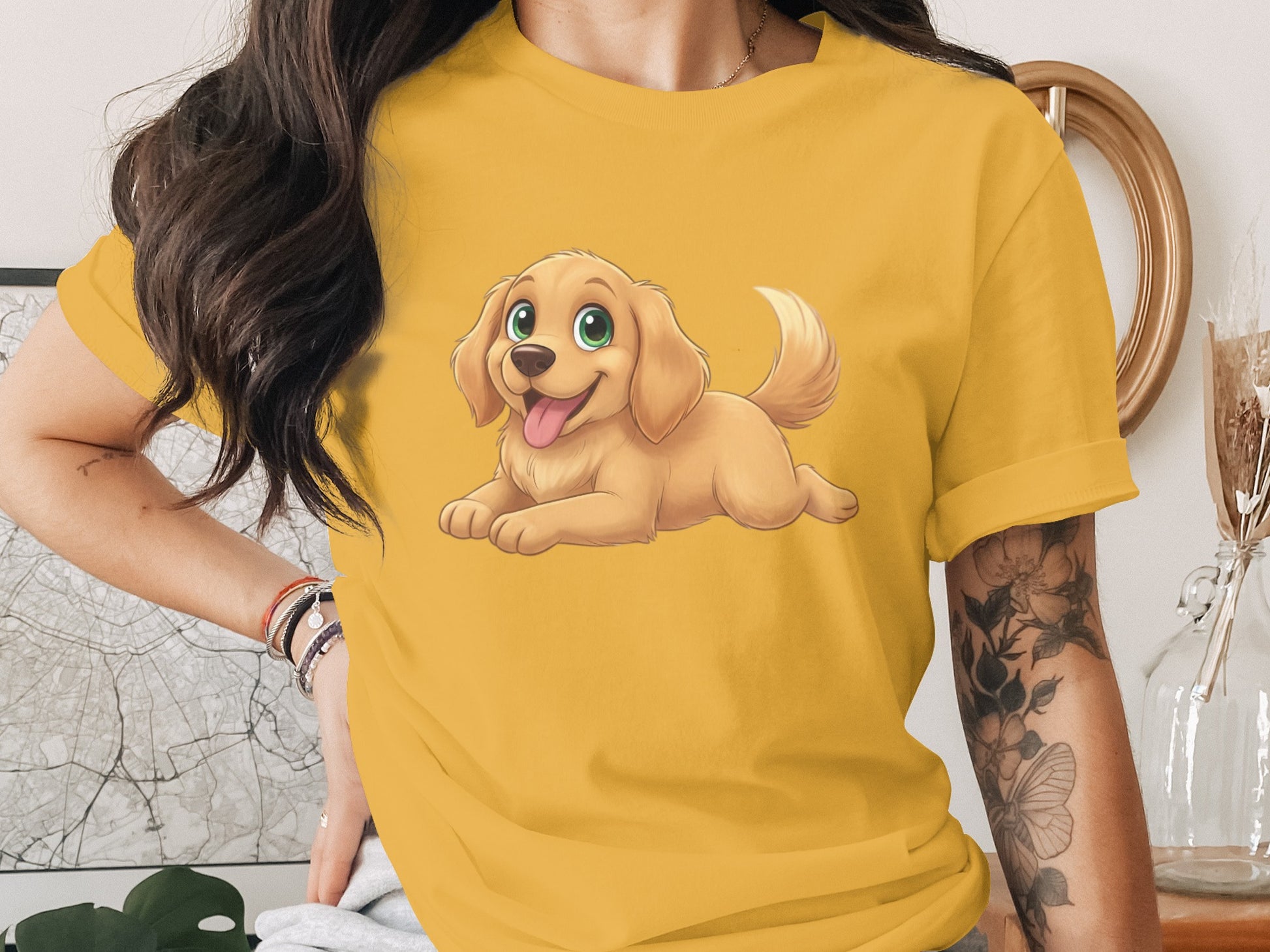 Cute Cartoon Puppy Design Printed T-shirt