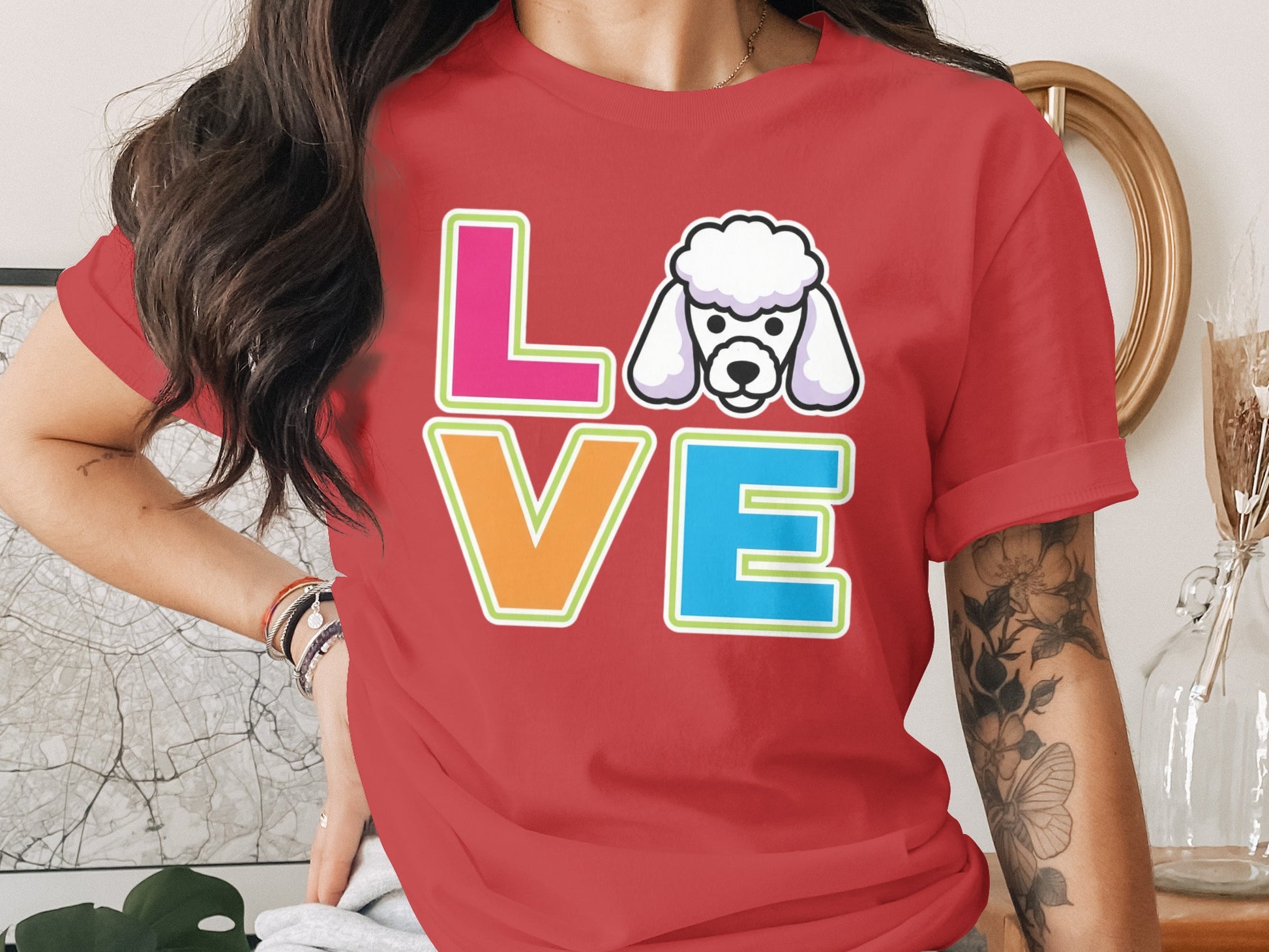 Colorful Love with Poodle Graphic Design T-shirt product type
