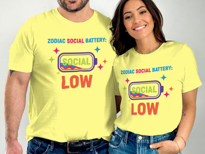 Zodiac Social Battery LOW Graphic T-Shirt Product