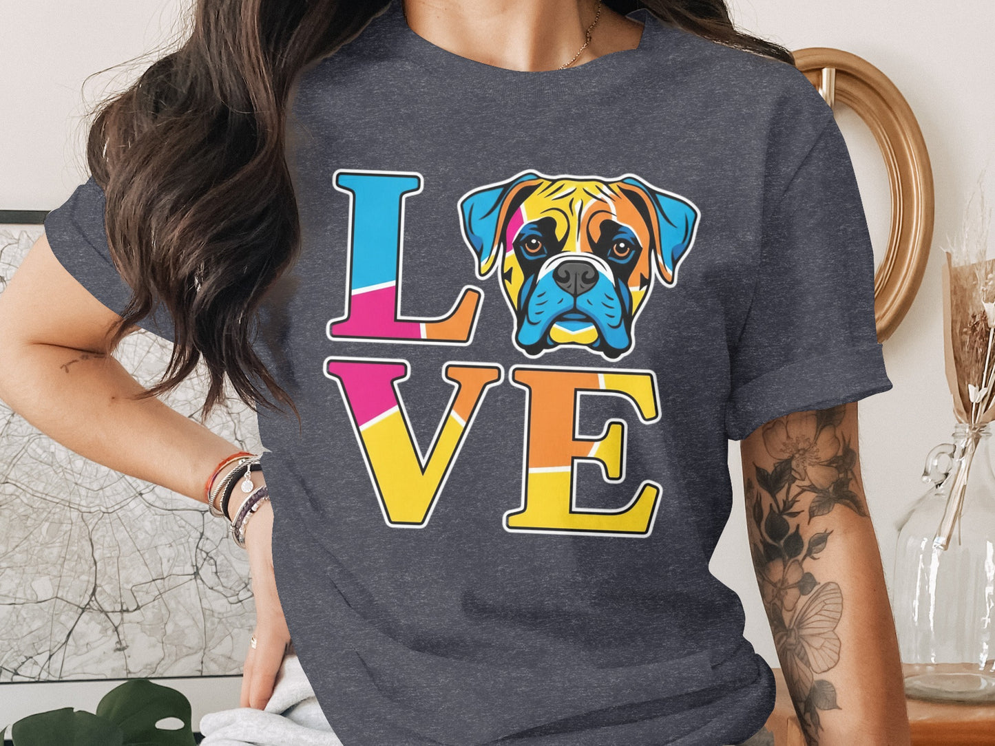 Colorful Love Dog Graphic Women's T-Shirt product type