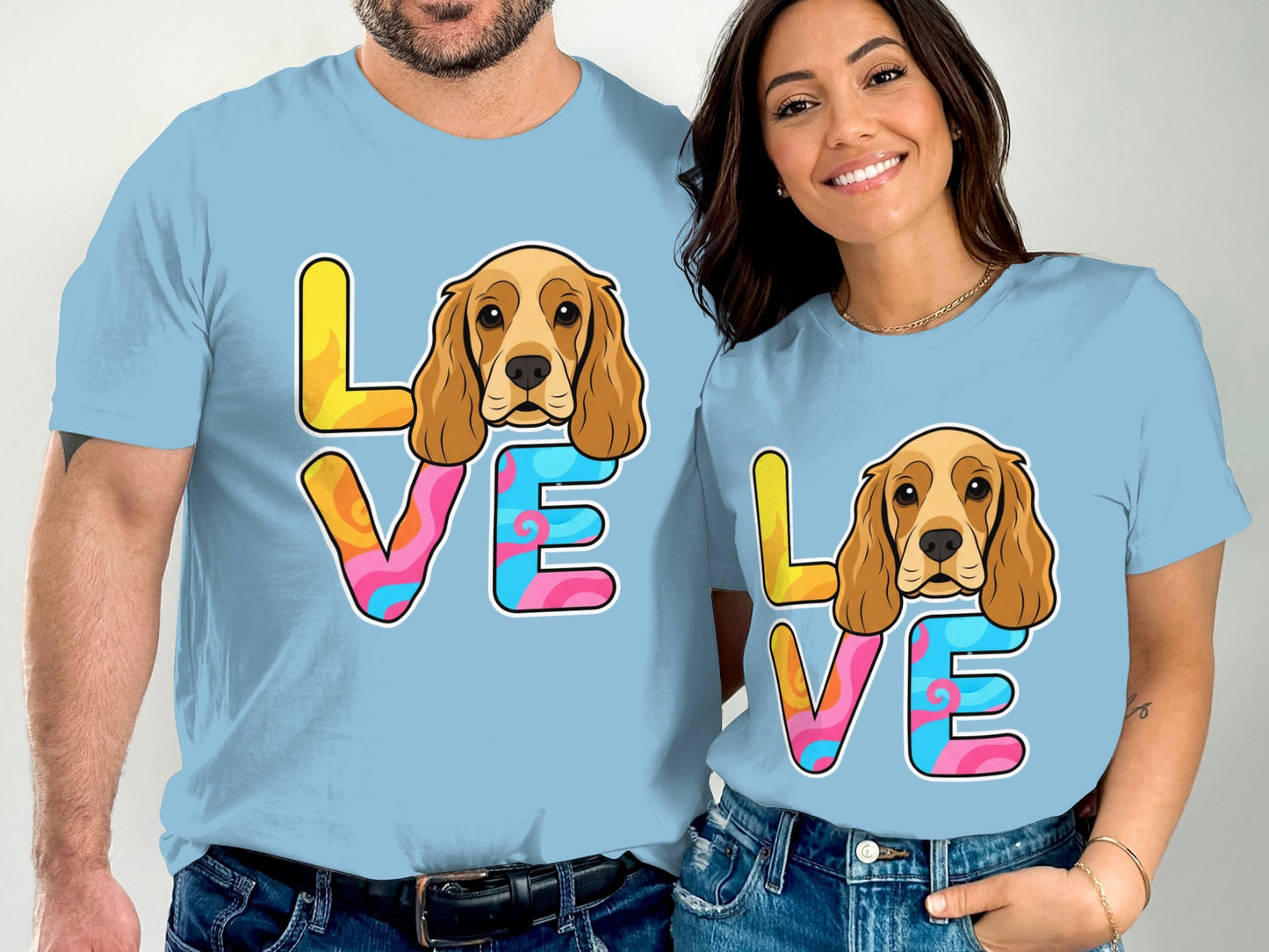 Adorable Dog Love Graphic Blue T-shirt product