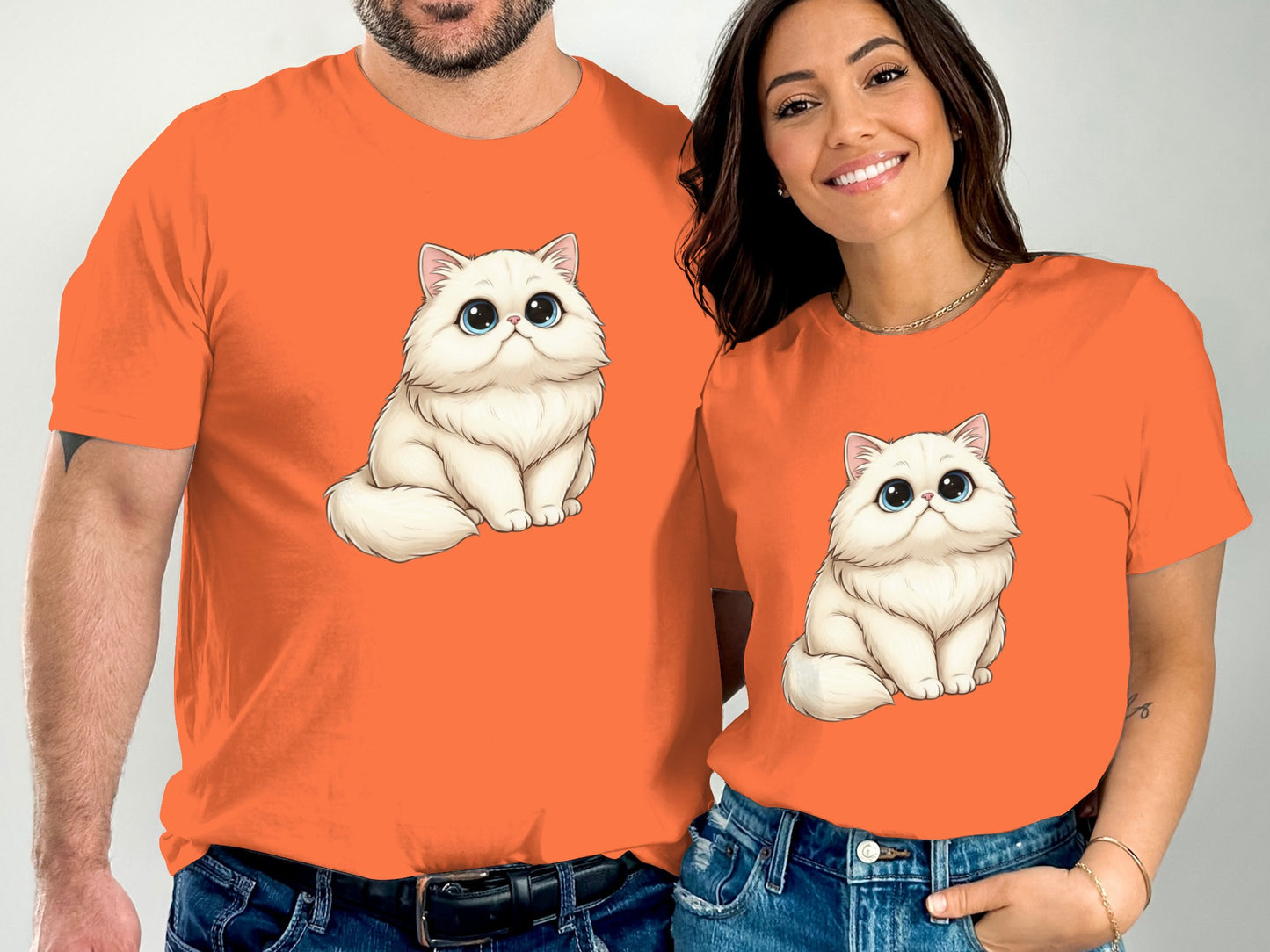 Couple's Matching Cute Cartoon Cat Graphic Tees