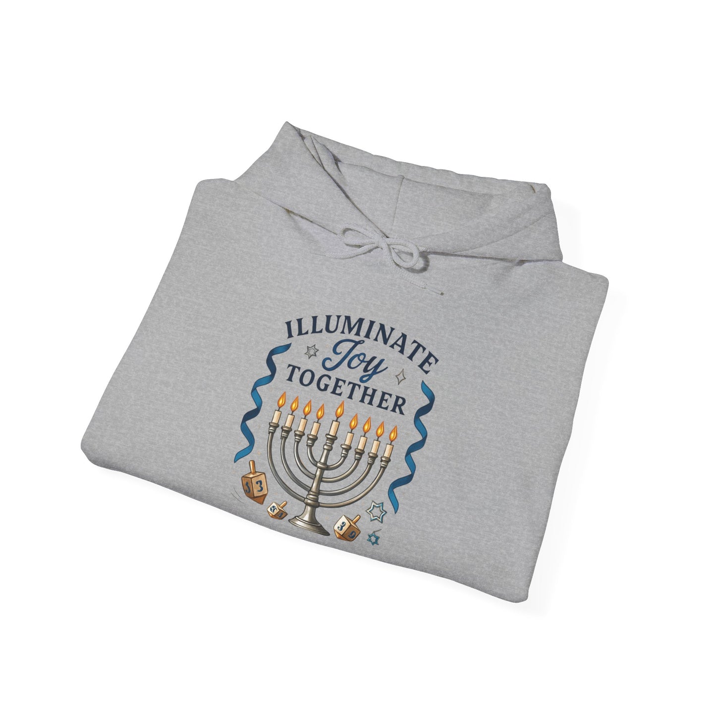 Hanukkah Hoodie - "Illuminate Joy Together" Menorah Sweatshirt