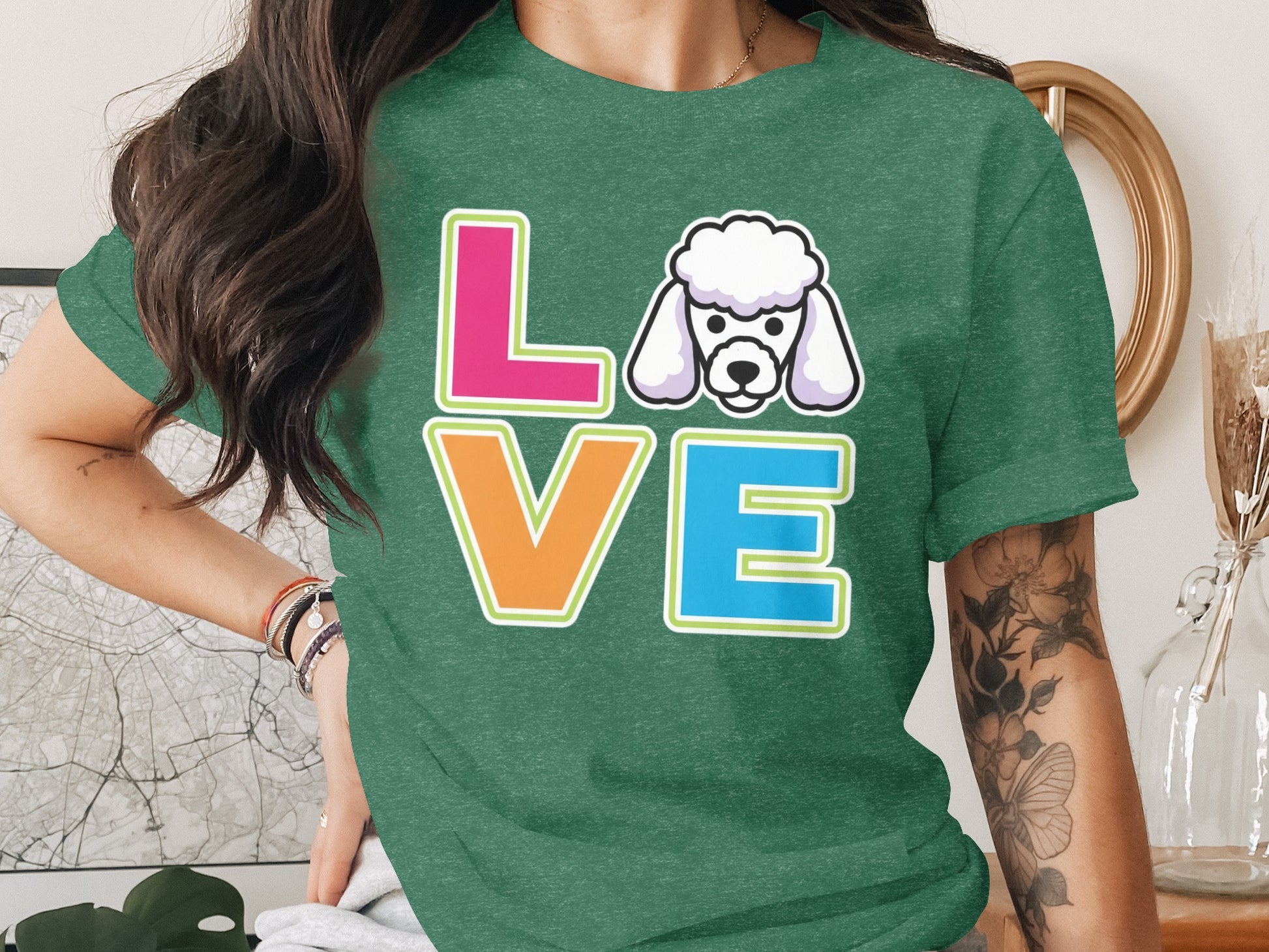 Colorful Love Graphic T-Shirt Poodle Dog Product